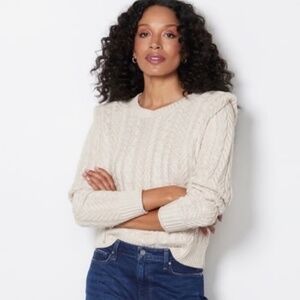 Evereve Alexis Strong Shoulder Cable Knit Pullover Sweate